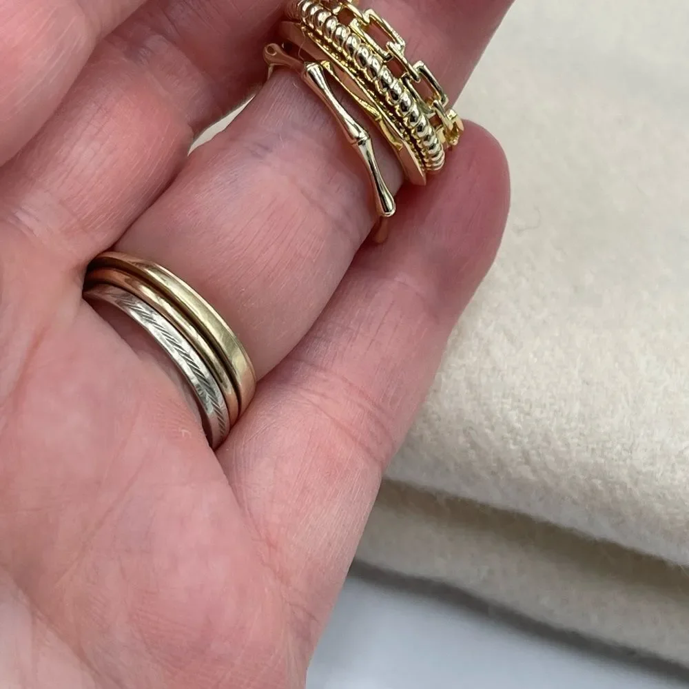 14K gold over sterling silver set of 4 rings